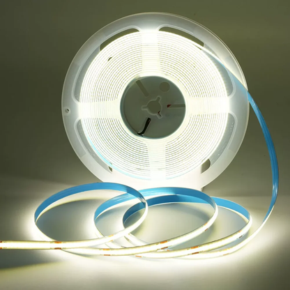 COB LED Strip Light 12V/24V 384LEDs/M, 5mm Flexible Dot-Free LED Tape, CRI90+ Non-Waterproof, 3000K / 4000K / 6500K / Red / Blue / Green / Pink / Yellow for Cabinet Kitchen Lighting, 5M/10M Pack