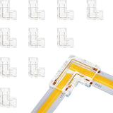 Transparent Crystal LED Strip Connectors – 8mm 2Pin Solderless Clips | Strip to Wire / Strip to Strip / DC Adapter / L – Bulk Wholesale 500pcs MOQ | Factory Direct