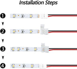 LED Strip Connectors – 8mm 2Pin Solderless Clips | Strip to Wire / Strip to Strip / DC Adapter / L / T – 10-Pack | Local Stock US/UK