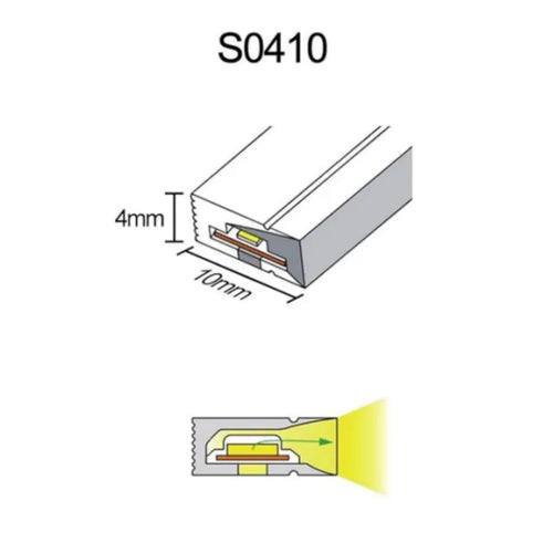 S Series S0410 Standard Install LED Neon Light Housing | 4×10mm Side Emitting silicone neon housing | IP67 Waterproof | 5mm PCB Width | Kitchen Cabinet Display Window | 16.4FT/5M | Local Stock US/UK/DE