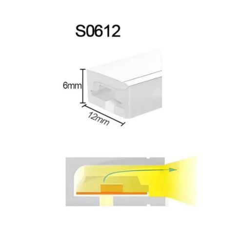 S Series S0612 Standard Install LED Neon Light Housing | 6×12mm Side Emitting soft neon housing | IP67 Waterproof | 8mm PCB Width | Kitchen Island Shelf Lighting Home Decor | 16.4FT/5M | Local Stock US/UK/DE