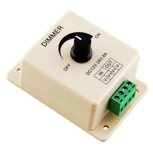 Single Color LED Strip Dimmer – DC12V-24V 8A | Rotary Knob LED Dimmer Controller | Wall Mounting | For 5050/3528 LED Strips