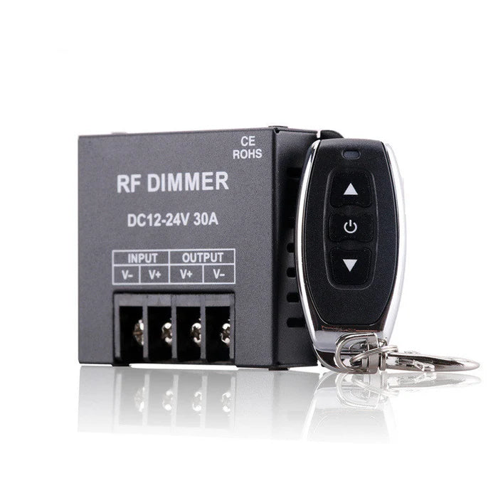 Single Color LED Strip Controller – DC12V-24V  30A | High Power RF Remote LED Dimmer Controller | For 5050/3528 LED Strips