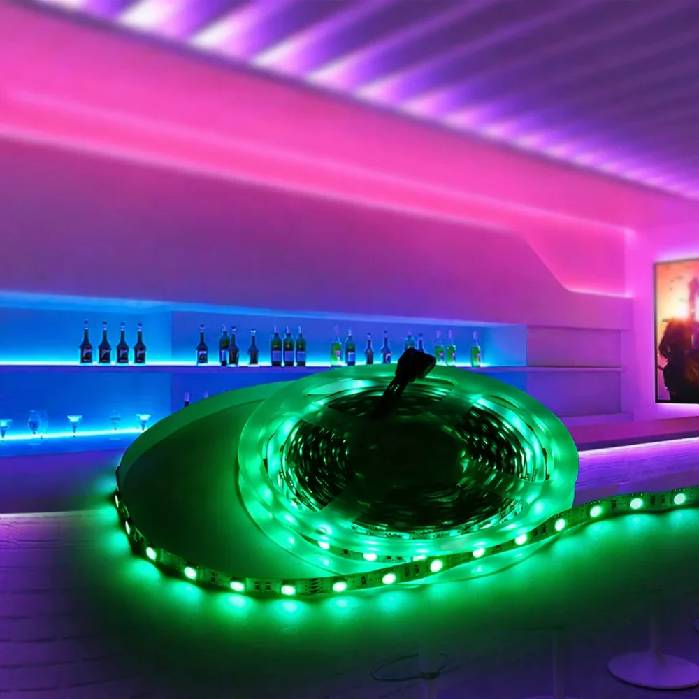 8MM Wide SMD5050 RGB LED Strip Light - DC12V | 60 LEDs/M | 8mm PCB | Non-Waterproof | 5/50M | for Mirror, Kitchen Cabinet, Bedroom