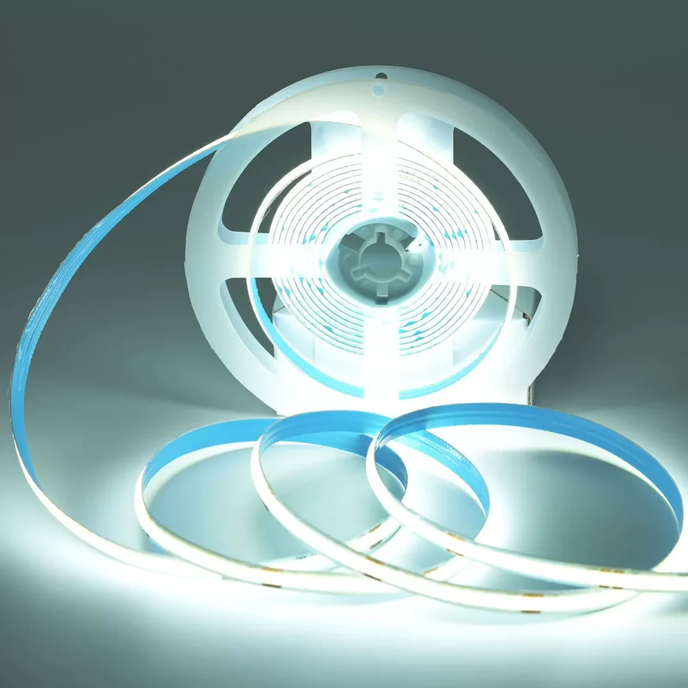 COB LED Strip Light 12V/24V 384LEDs/M, 5mm Flexible Dot-Free LED Tape, CRI90+ Non-Waterproof, 3000K / 4000K / 6500K / Red / Blue / Green / Pink / Yellow for Cabinet Kitchen Lighting, 5M/10M Pack
