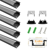 U Shape LED Channel U01-A – 12mm | Silver / Black | Milky White Cover | With Installation Accessories |  – Heavy-Duty Aluminum Profile – 1m / 2m / 3m | 50 / 100-Pack