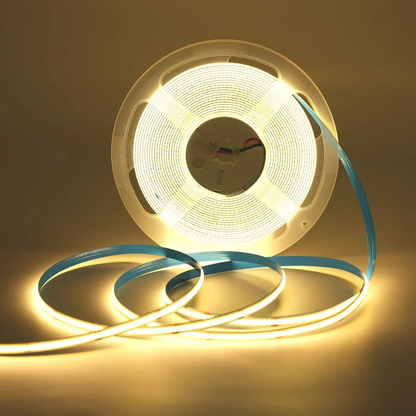 COB LED Strip Light 12V/24V 384LEDs/M, 5mm Flexible Dot-Free LED Tape, CRI90+ Non-Waterproof, 3000K / 4000K / 6500K / Red / Blue / Green / Pink / Yellow for Cabinet Kitchen Lighting, 5M/10M Pack