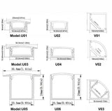 U Shape LED Channel U01-A – 12mm | Silver / Black | Milky White Cover | With Installation Accessories |  – Heavy-Duty Aluminum Profile – 1m / 2m / 3m | 50 / 100-Pack