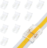 Transparent Crystal LED Strip Connectors – 8mm 2Pin Solderless Clips | Strip to Wire / Strip to Strip / DC Adapter / L – Bulk Wholesale 500pcs MOQ | Factory Direct