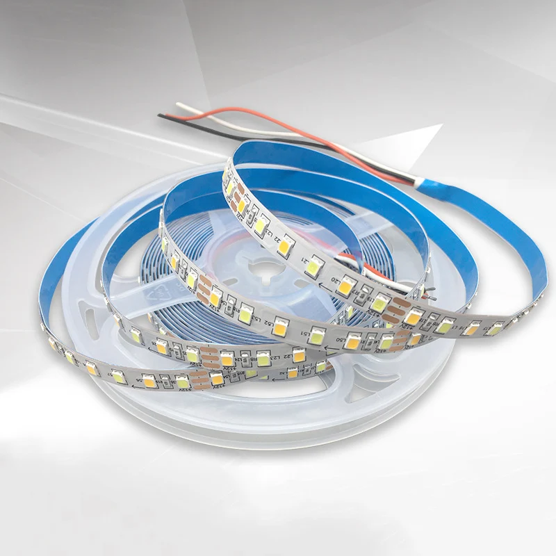 DC12V SMD2835 Dual Color LED Strip Light – 120 LEDs/m | 8mm PCB | High Brightness Low Voltage LED Tape | IP00 / IP67 | Warm White + Cool White | for Mirror, Kitchen Cabinet, Bedroom | 5/50M