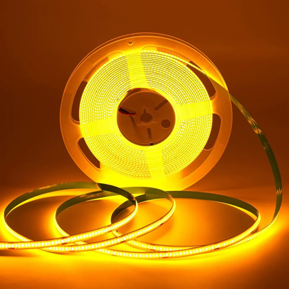COB LED Strip Light 12V/24V 384LEDs/M, 5mm Flexible Dot-Free LED Tape, CRI90+ Non-Waterproof, 3000K / 4000K / 6500K / Red / Blue / Green / Pink / Yellow for Cabinet Kitchen Lighting, 5M/10M Pack