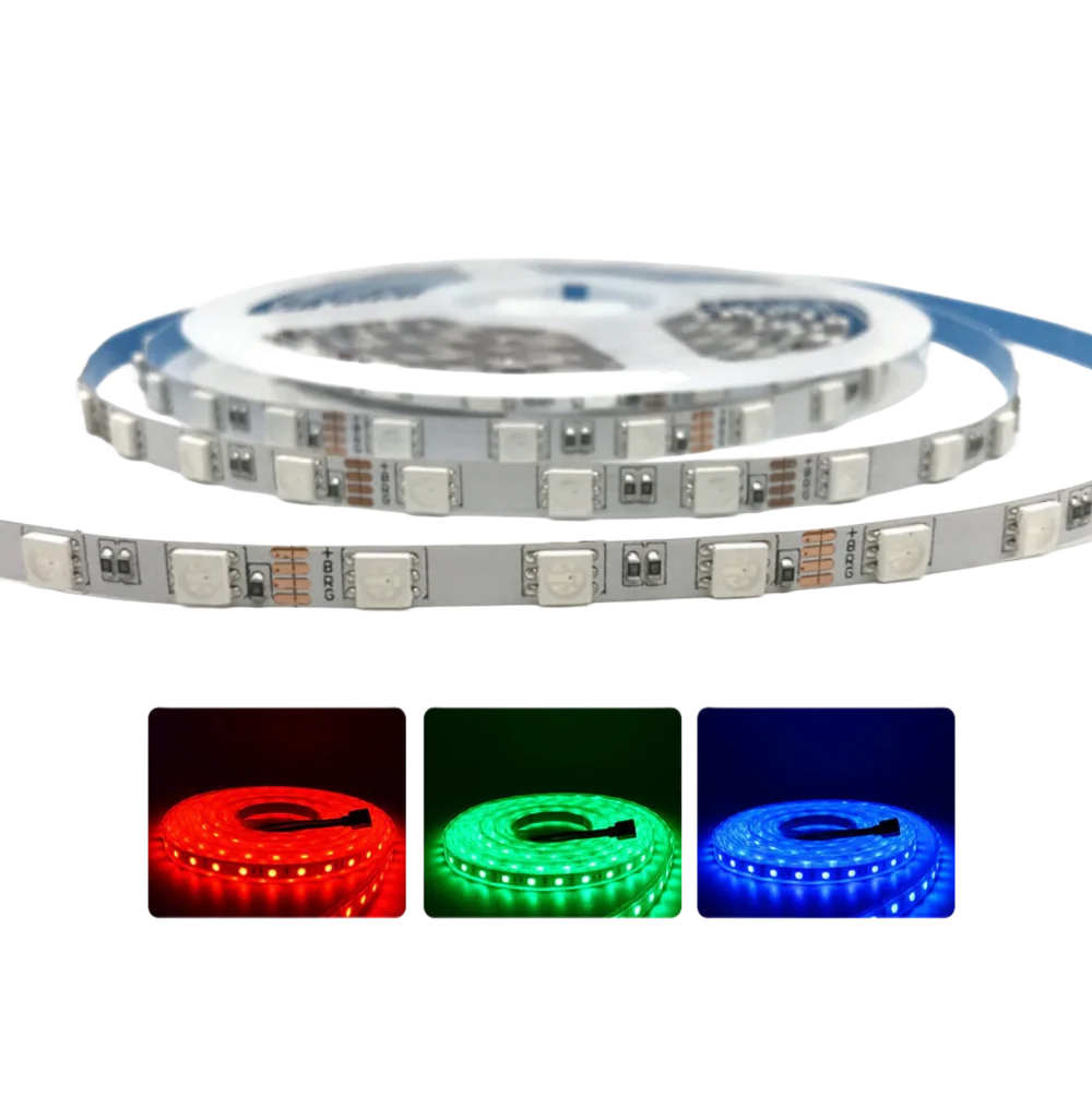 6MM Wide SMD5050 RGB LED Strip Light - DC12V | 60 LEDs/M | 6mm PCB | Non-Waterproof | 5/50M | for Mirror, Kitchen Cabinet, Bedroom