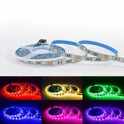 8MM Wide SMD5050 RGB LED Strip Light - DC12V | 60 LEDs/M | 8mm PCB | Non-Waterproof | 5/50M | for Mirror, Kitchen Cabinet, Bedroom