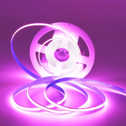 COB LED Strip Light 12V/24V 384LEDs/M, 5mm Flexible Dot-Free LED Tape, CRI90+ Non-Waterproof, 3000K / 4000K / 6500K / Red / Blue / Green / Pink / Yellow for Cabinet Kitchen Lighting, 5M/10M Pack