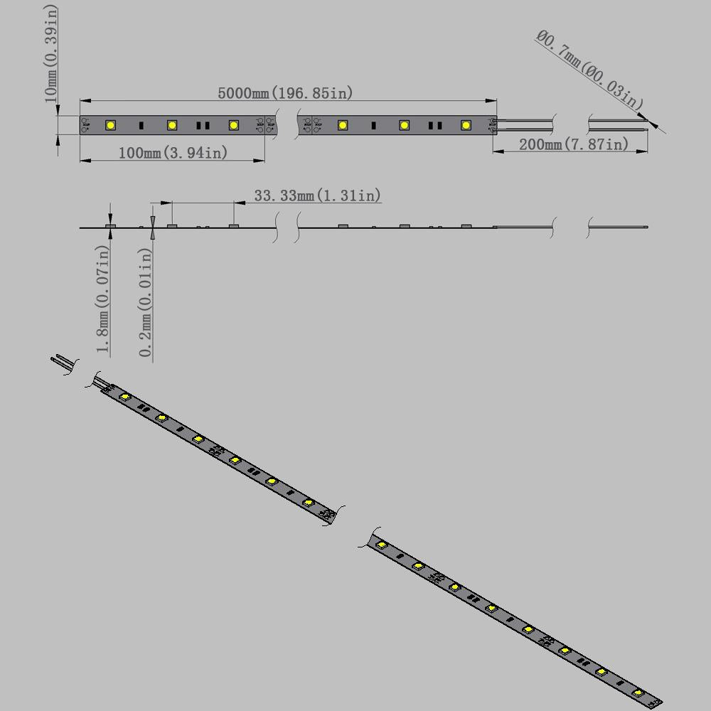DC 12V Dimmable SMD5050-150 Flexible LED Strips 30 LEDs Per Meter 10mm Width 450lm Per Meter - LEDStrips8