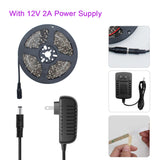 24 Watts UV Black Light LED Strip, 16.4FT/5M 3528 300LEDs 395nm-405nm Non-Waterproof Blacklight Night Fishing Implicitly Party with 12V 2A Power Supply