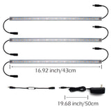 Hard LED Grow Light Strip with Full Spectrum LEDs, 36W IP65 Waterproof Dimmable LED Plant Grow Light Bar for Germination, Growth and Flowering, with 12V/3A Power Supply, Set of 3, All in Kit - LEDStrips8