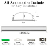 5Pack 1Meter (40'') Bendable Aluminum Channel System with Cover, End Caps, and Mounting Clips, for LED Strip Installations, Ultra-Thin Silver Finish - LEDStrips8