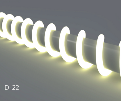 1M/5M/10M  Pack of T22D LED Neon Light Housing Kit with End Caps and Mounting Clips, Flexible Neon Channel Fit for 10mm Wide LED Strip Lights - LEDStrips8