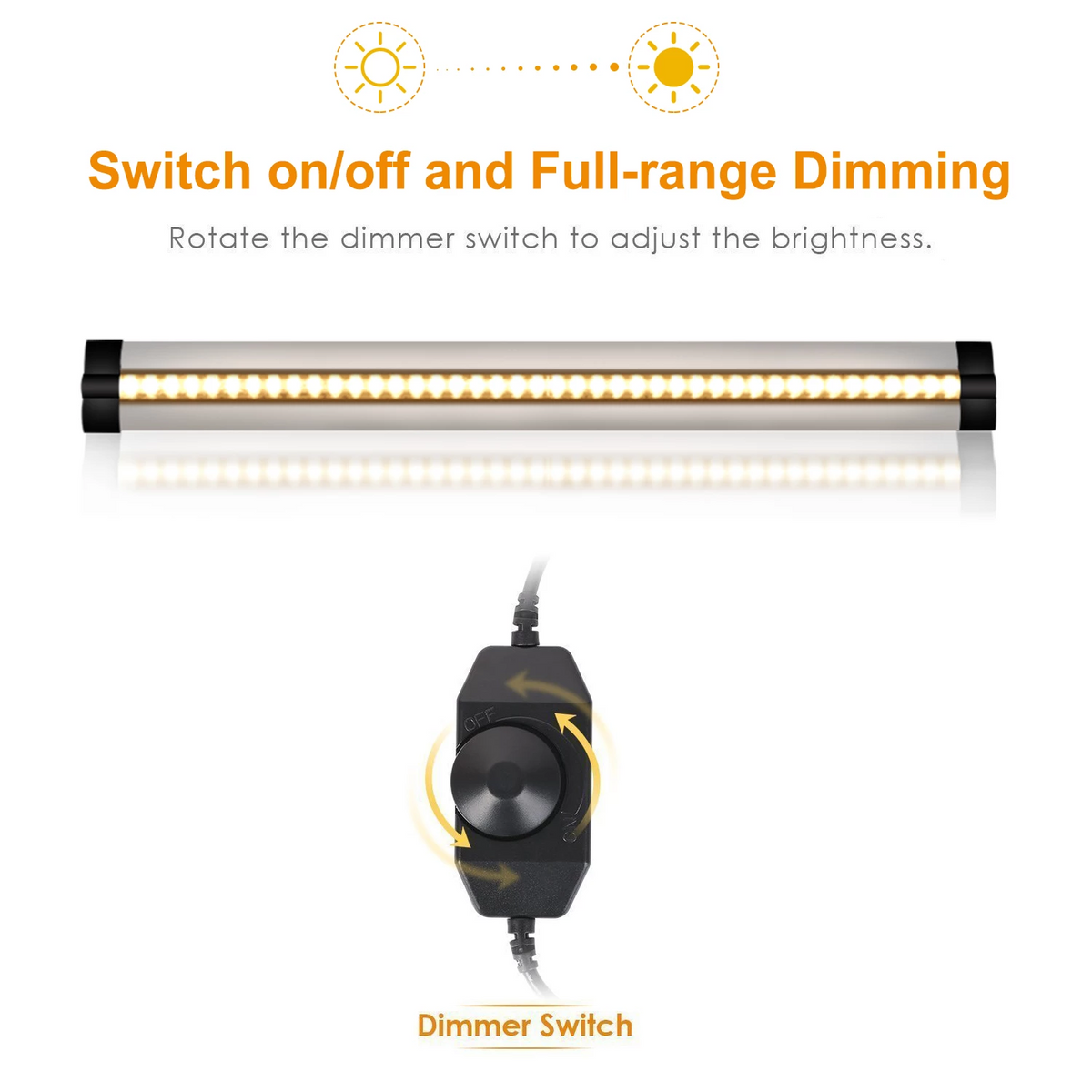 3 Pack LED Under Cabinet Lighting Dimmable Warm White, 15W 900LM CRI90, All Accessories Included - LEDStrips8