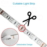 WiFi IP65 Waterproof LED Light Strip Music Sync Remote Controlled by Alexa Echo Android ISO Smart Phone 16.4ft Cuttable 12V RGB 300LED SMD5050 Strip with 24 Keys Controller & 8Amp 96W Power Supply - LEDStrips8