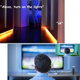 WiFi IP65 Waterproof LED Light Strip Music Sync Remote Controlled by Alexa Echo Android ISO Smart Phone 16.4ft Cuttable 12V RGB 300LED SMD5050 Strip with 24 Keys Controller & 8Amp 96W Power Supply - LEDStrips8
