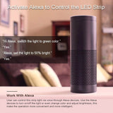 WiFi IP65 Waterproof LED Light Strip Music Sync Remote Controlled by Alexa Echo Android ISO Smart Phone 16.4ft Cuttable 12V RGB 300LED SMD5050 Strip with 24 Keys Controller & 8Amp 96W Power Supply - LEDStrips8