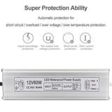 110VAC to 12VDC 5Amp 60W Waterproof IP67 LED Power Supply Outdoor Use w/ US 3.3FT 3-Prong Plug