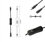 5 Pack of Male to Female DC Power Inline Cable with On Off Switch Jack Connector 5.5x2.1mm for Led Strip Light, CCTV Camera, No Need Soldering - LEDStrips8