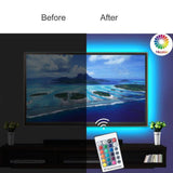 2M/6.56Ft 5V USB SMD5050 30leds/M LED TV Backlight strip lights RGB Multi-color Bias Lighting Kit for 40-60inch HDTV, With RF Remote Controller - LEDStrips8