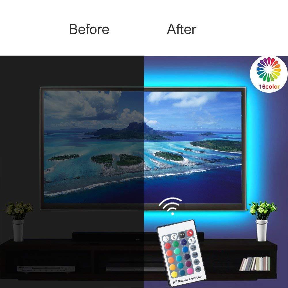 2M/6.56Ft 5V USB SMD5050 30leds/M LED TV Backlight strip lights RGB Multi-color Bias Lighting Kit for 40-60inch HDTV, With RF Remote Controller - LEDStrips8