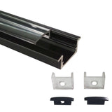 5/10/25/50 Pack Black U01 9x23mm U-Shape Internal Profile Width 12mm LED Aluminum Channel System with Cover, End Caps and Mounting Clips for LED Strip Light Installations - LEDStrips8