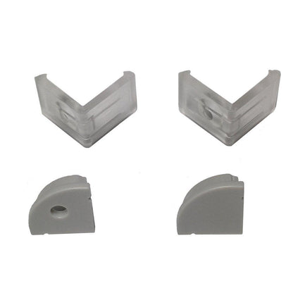5/10/25/50 Pack Silver V02 16x16mm V-Shape Curved Cover Channel Internal Width 12mm Corner Mounting LED Aluminum Channel with End Caps and Mounting Clips Aluminum Profile - LEDStrips8
