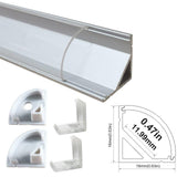 5/10/25/50 Pack Silver V02 16x16mm V-Shape Curved Cover Channel Internal Width 12mm Corner Mounting LED Aluminum Channel with End Caps and Mounting Clips Aluminum Profile - LEDStrips8