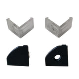 5/10/25/50 Pack Black V03 18x18mm V-Shape Internal Width 12mm Corner Mounting LED Aluminum Channel with Oyster White Cover, End Caps and Mounting Clips for Flex/Hard LED Strip Light - LEDStrips8