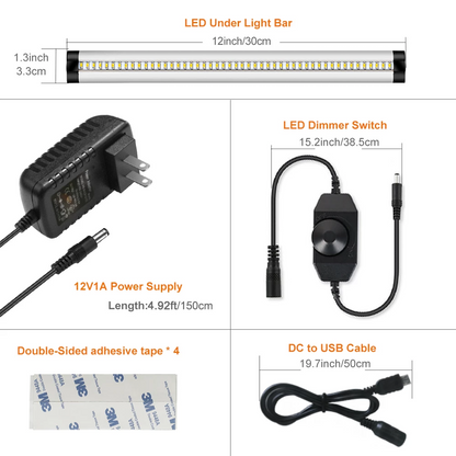 Ultra Thin LED Under Cabinet Lighting, Dimmable Under Counter Lighting, 10W 600LM CRI90, Daylight White 5000K, All Accessories Included, 2 Pack - LEDStrips8
