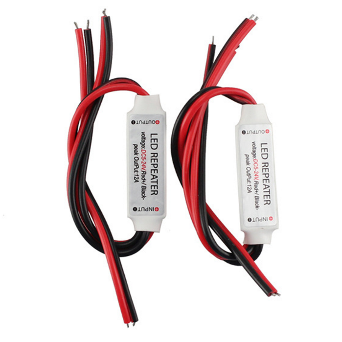 Mini Amplifier 2 Channel for 5V 12V or 24V for Single Color LED Flexible Strip Lights - LEDStrips8